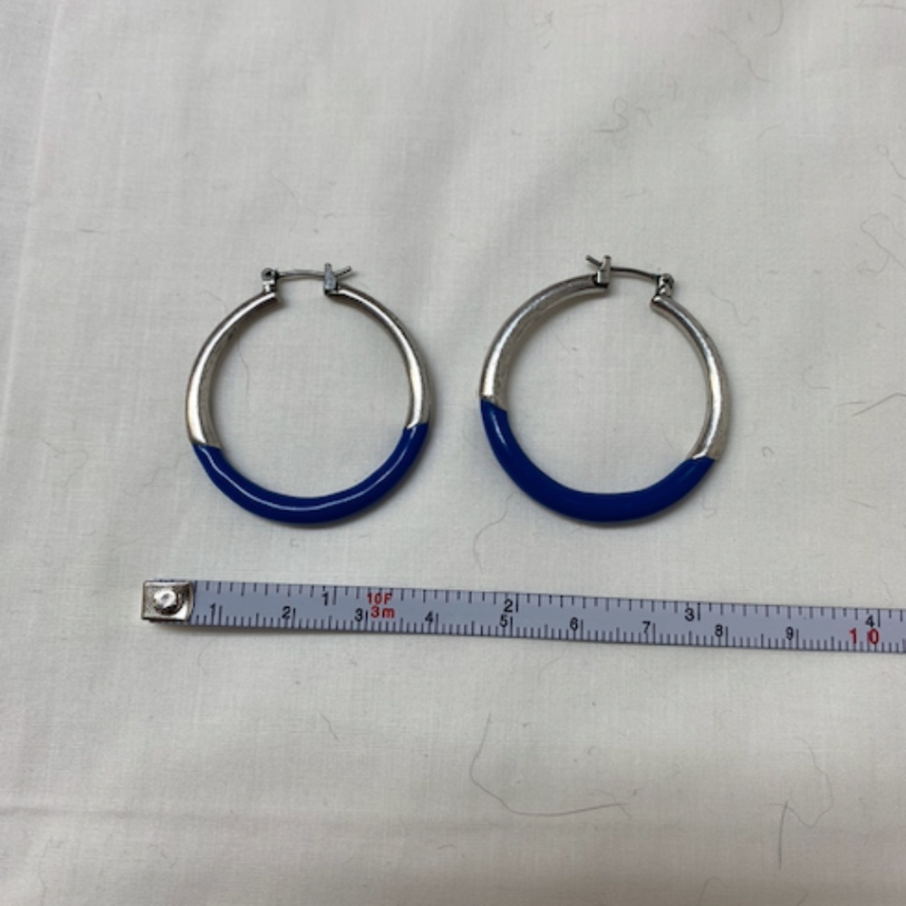 Vintage blue and silver hoop earrings